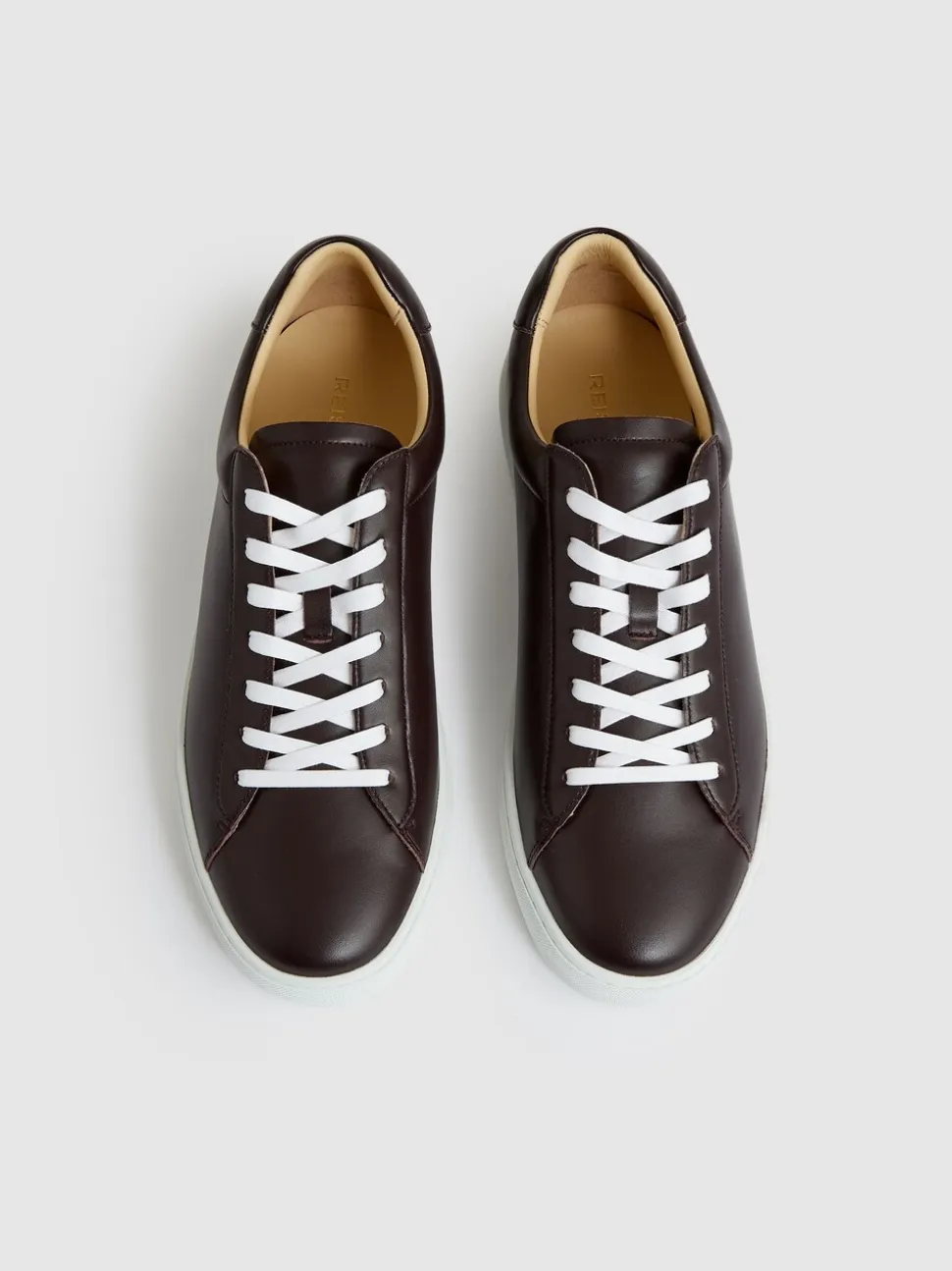 Reiss Plum Purple Finley Leather Low-Top Trainers