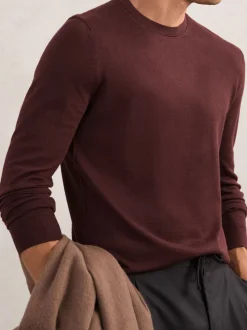 Reiss Port Red Wessex Merino Wool Crew Neck Jumper