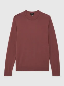 Reiss Raspberry Pink Wessex Merino Wool Crew Neck Jumper