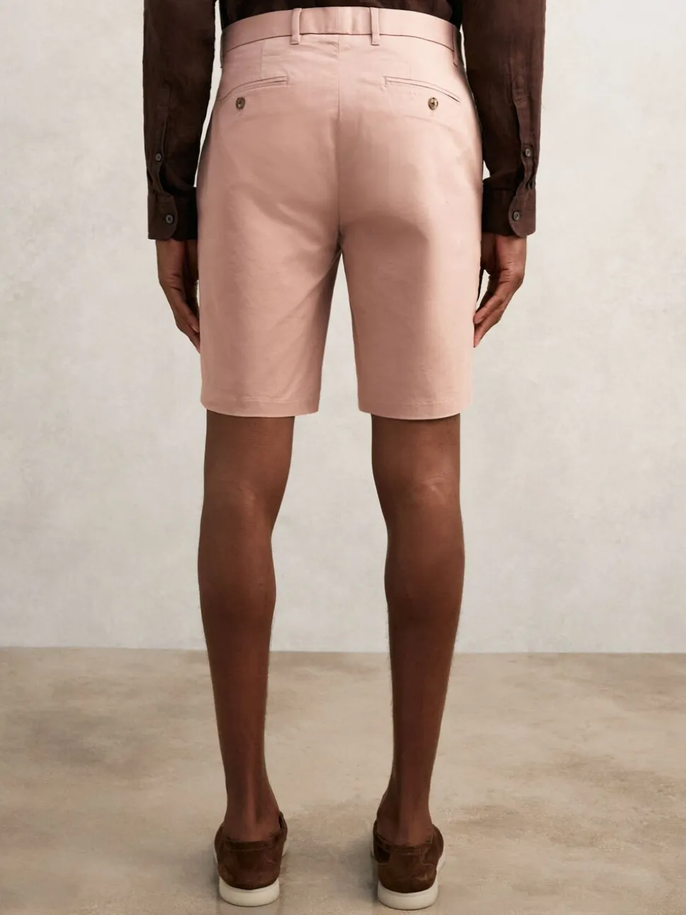 Reiss Rose Pink Wicket Cotton Chino Shorts with Stretch