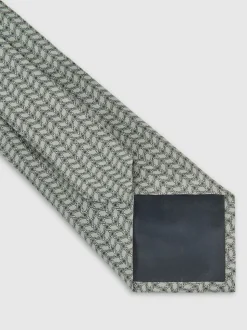Reiss Sage Bernardo Silk Geometric-Chain Print Tie
