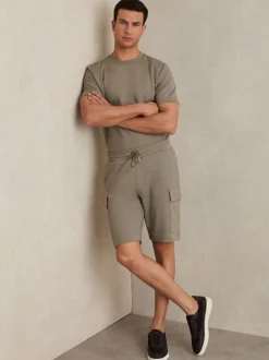 Reiss Sage Green Oliver Interlock Cargo Shorts