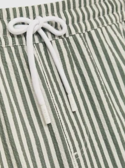 Reiss Sage/White Bay Seersucker Stripe Swim Shorts