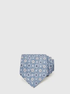 Reiss Soft Blue Cosimo Silk Floral-Medallion Tie