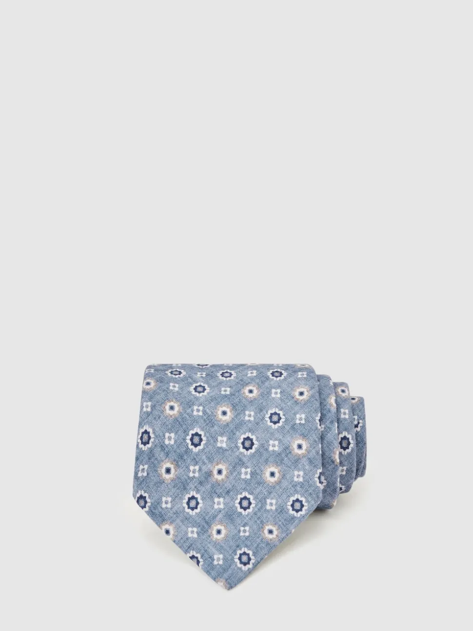 Reiss Soft Blue Cosimo Silk Floral-Medallion Tie
