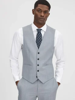 Reiss Soft Blue Dandy Slim Fit Wool Waistcoat