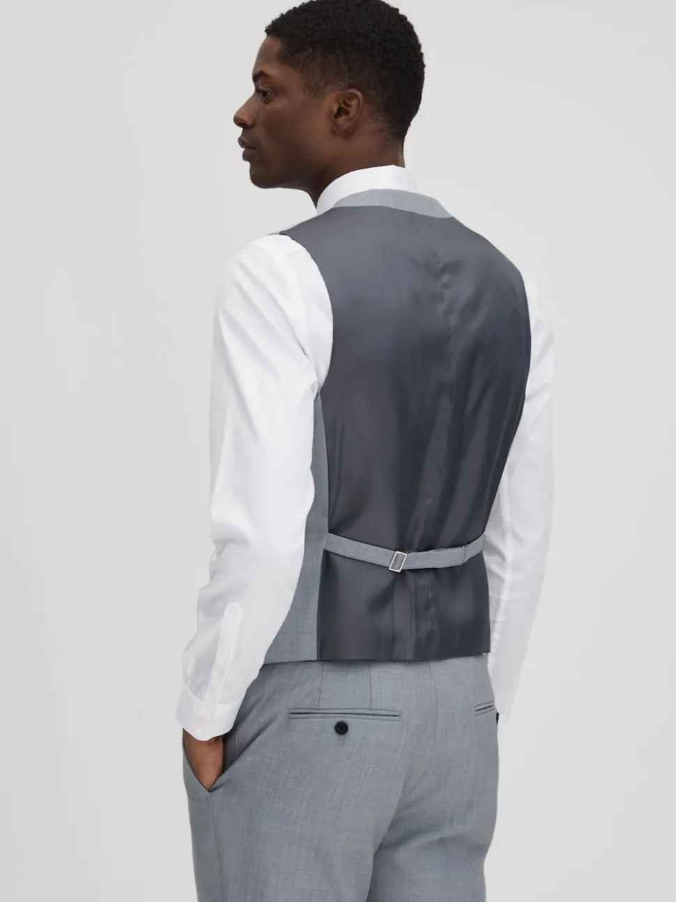 Reiss Soft Blue Dandy Slim Fit Wool Waistcoat