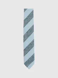 Reiss Soft Blue Ercole Silk-Blend Textured Stripe Tie