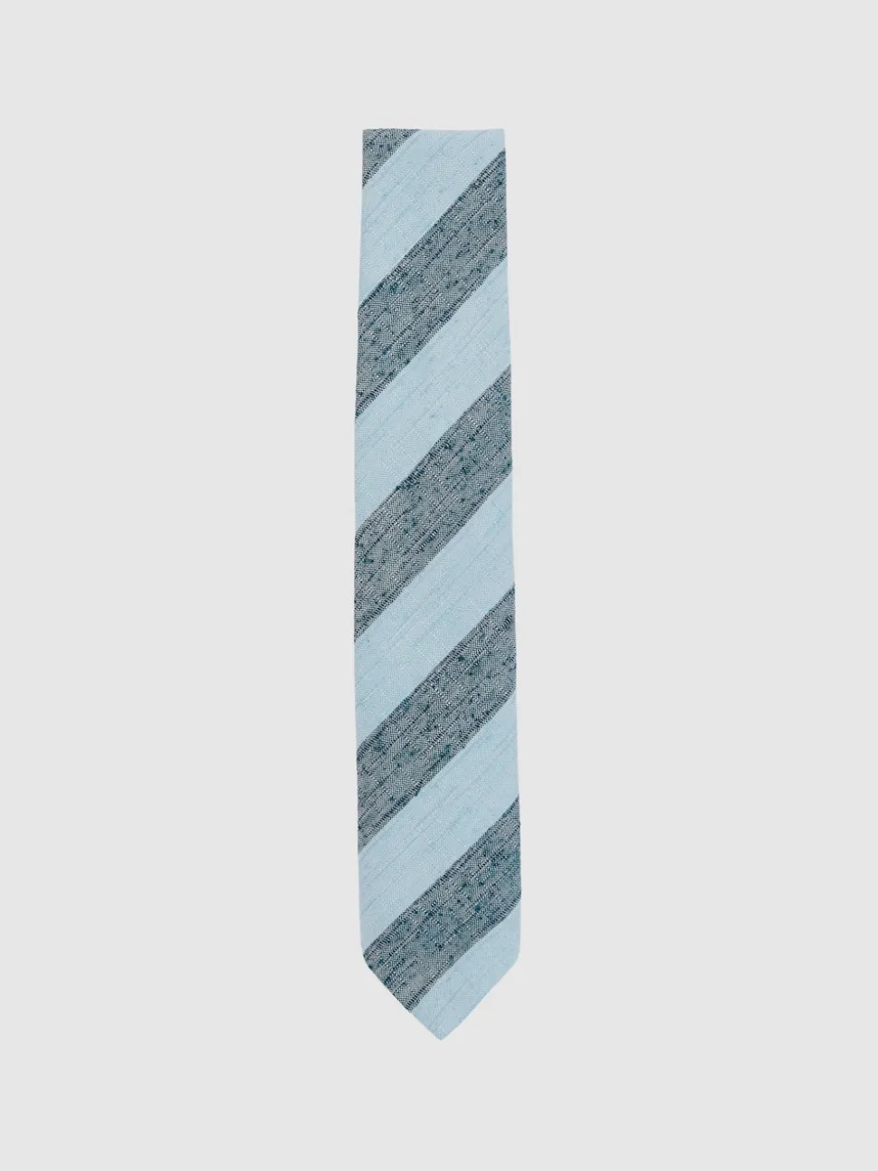 Reiss Soft Blue Ercole Silk-Blend Textured Stripe Tie