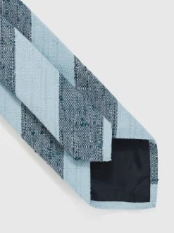 Reiss Soft Blue Ercole Silk-Blend Textured Stripe Tie