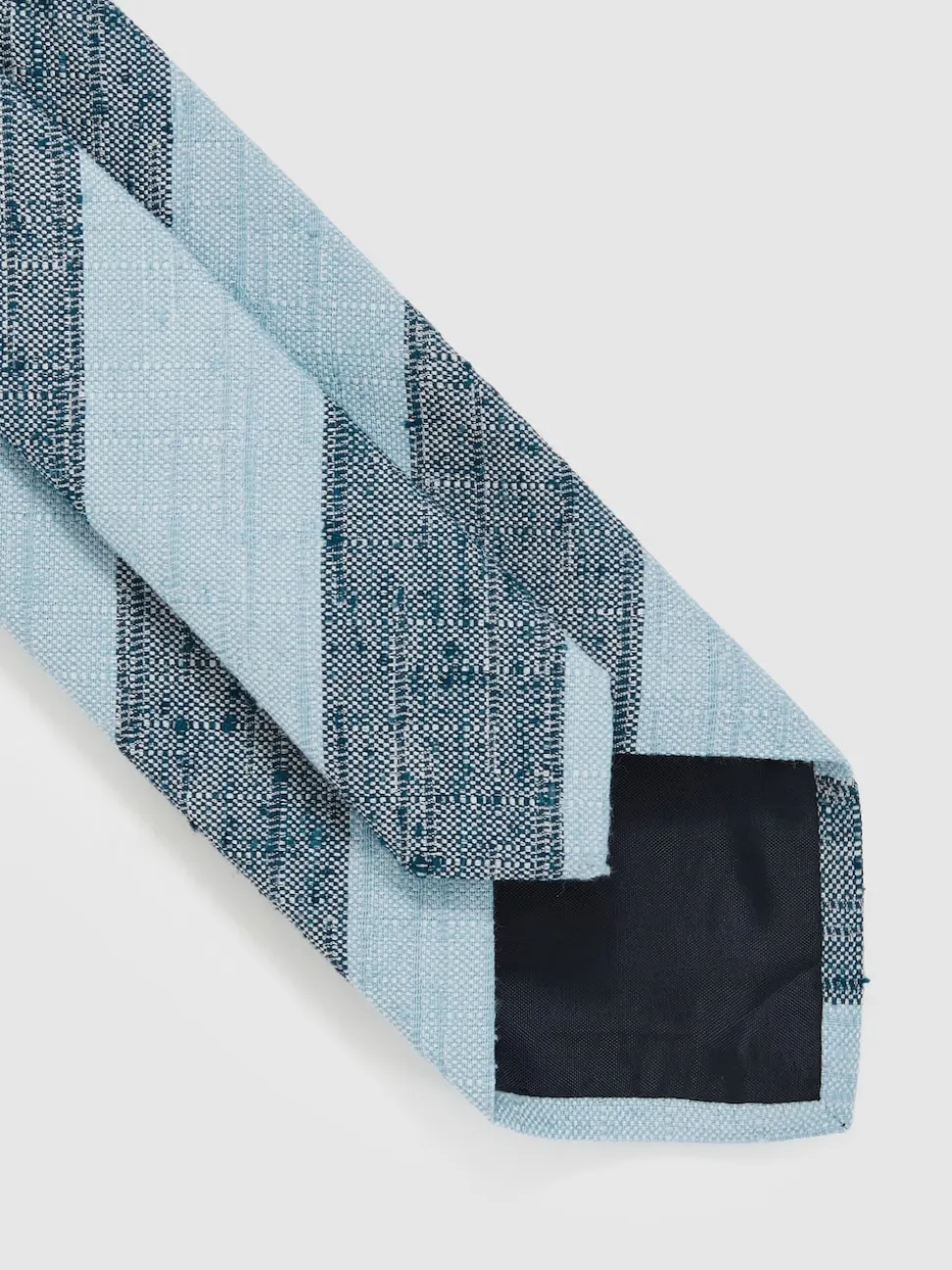 Reiss Soft Blue Ercole Silk-Blend Textured Stripe Tie