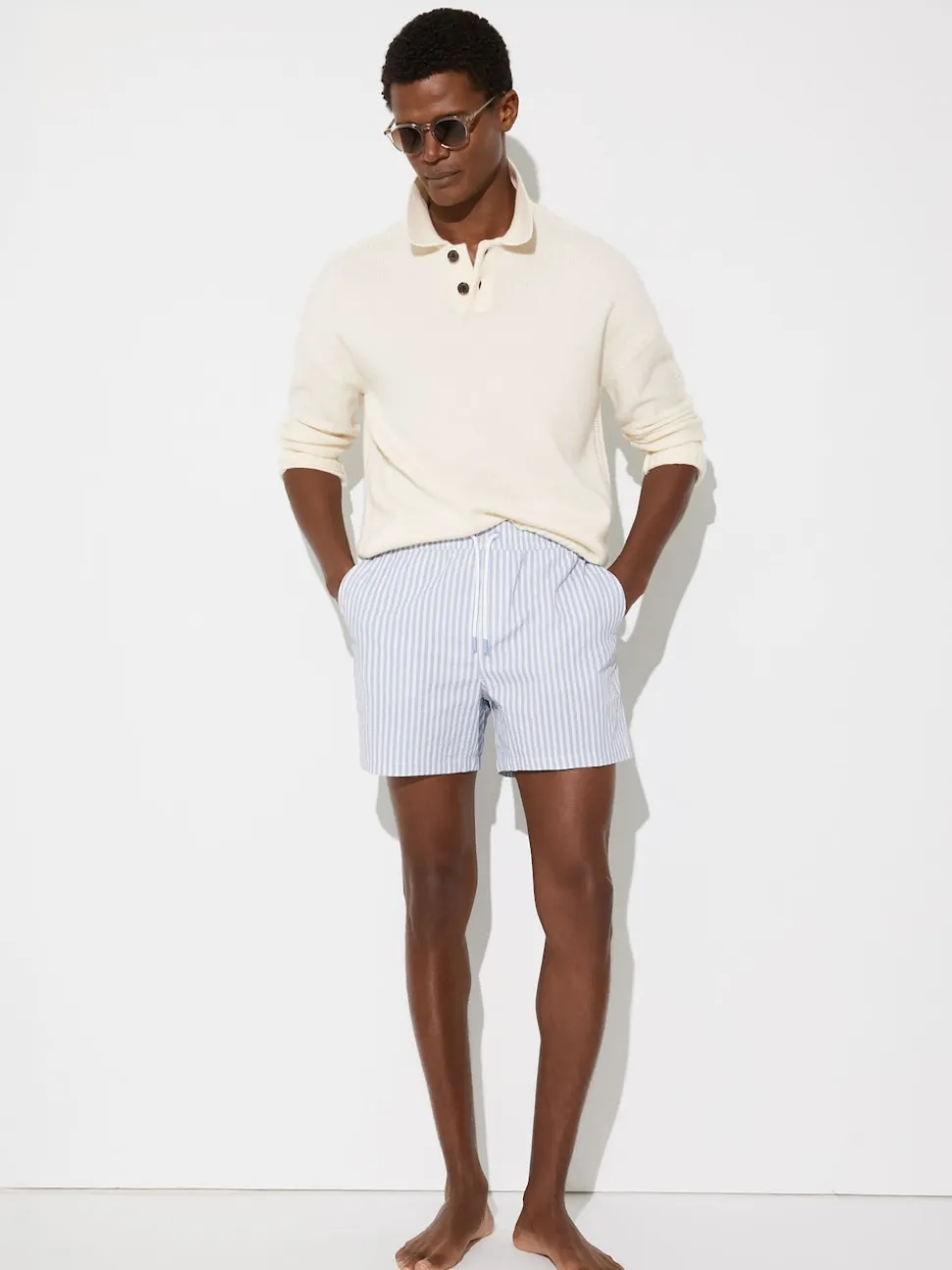 Reiss Soft Blue/White Bay Swim Shorts