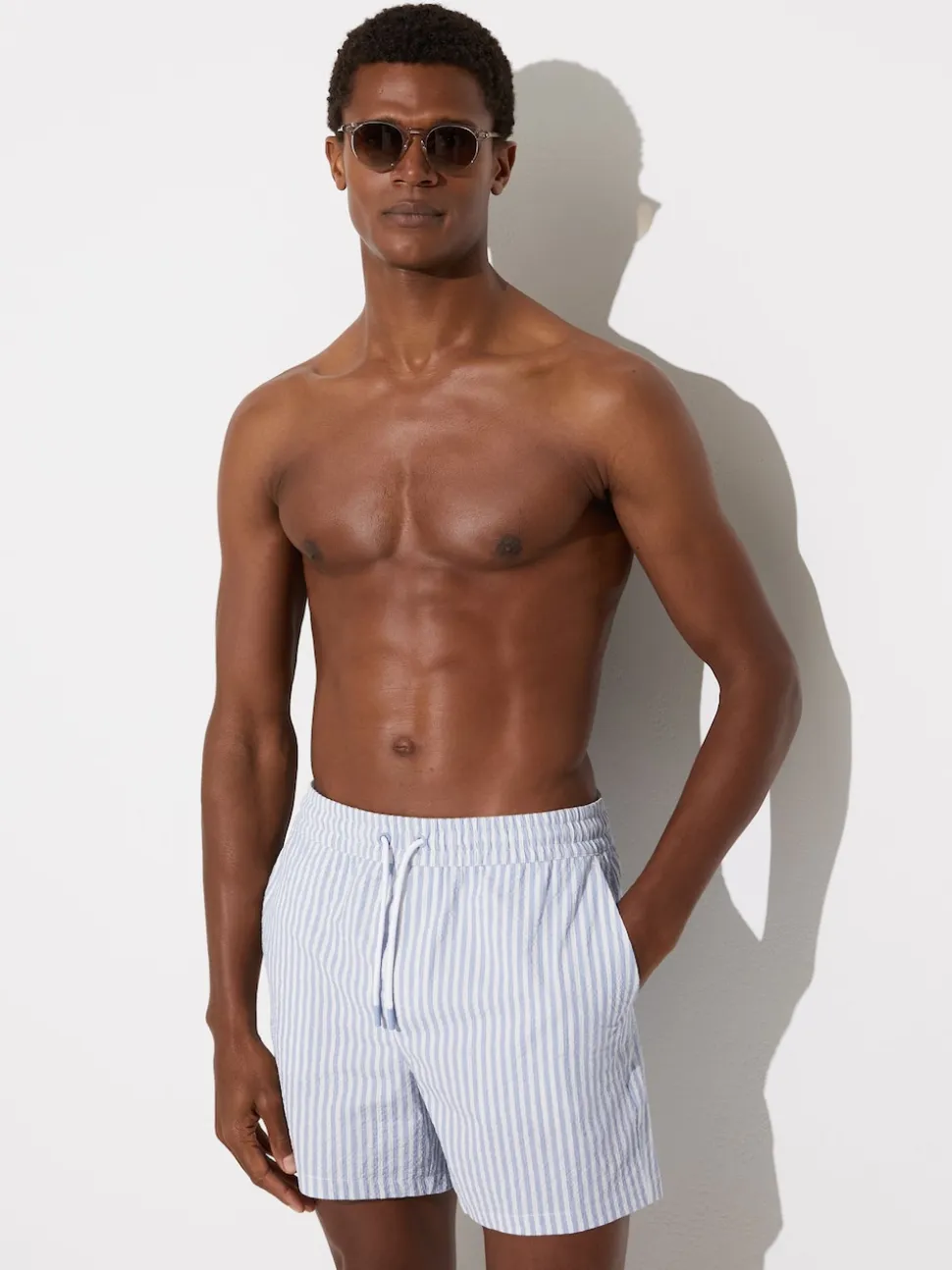 Reiss Soft Blue/White Bay Swim Shorts