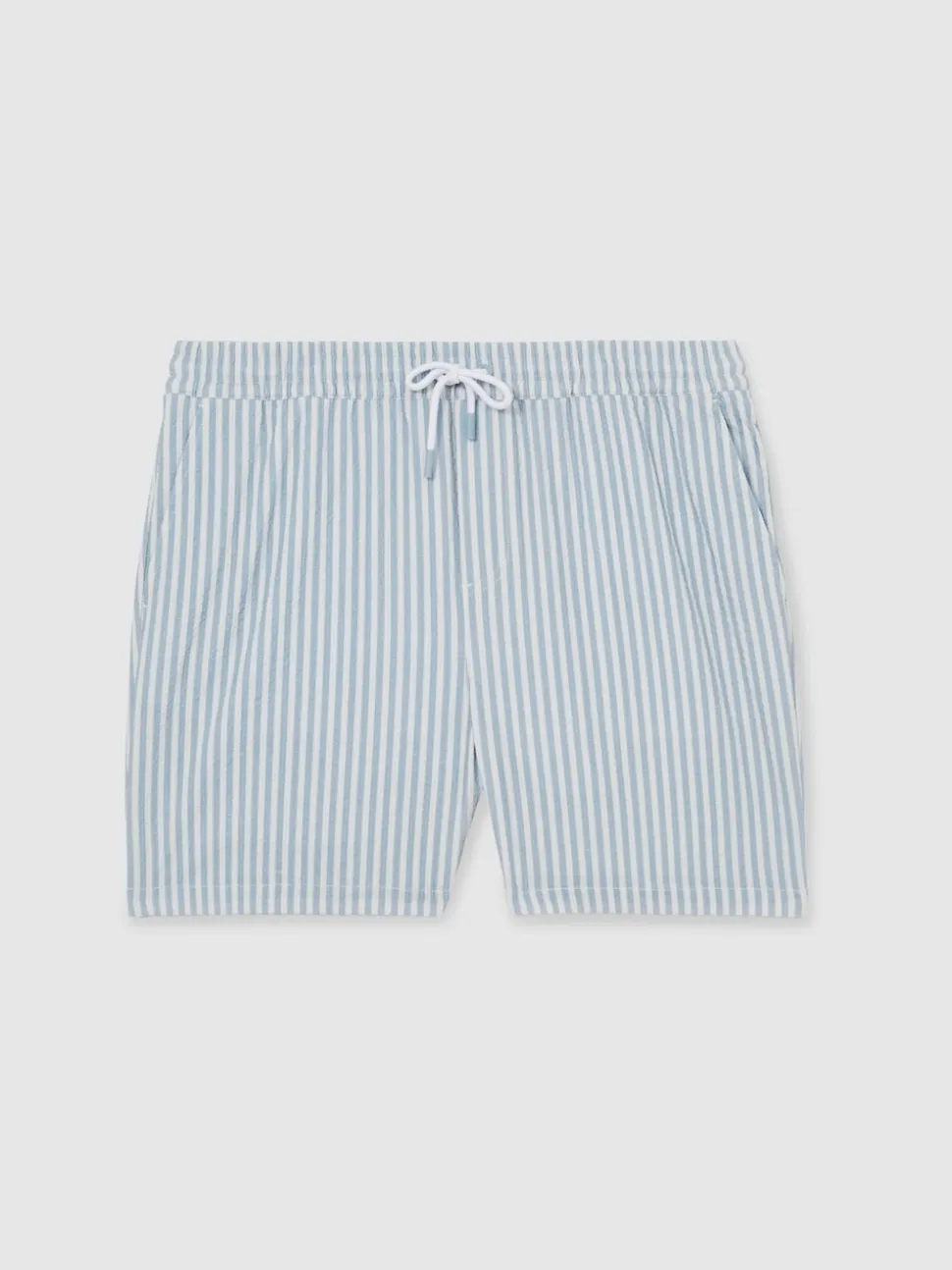 Reiss Soft Blue/White Bay Seersucker Stripe Swim Shorts