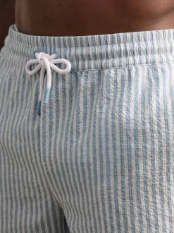Reiss Soft Blue/White Bay Seersucker Stripe Swim Shorts