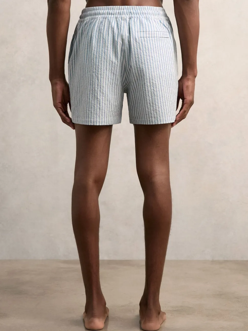 Reiss Soft Blue/White Bay Seersucker Stripe Swim Shorts