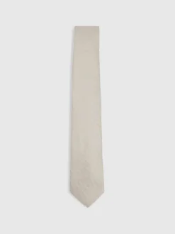 Reiss Soft Champagne Ceremony Textured Silk Blend Tie