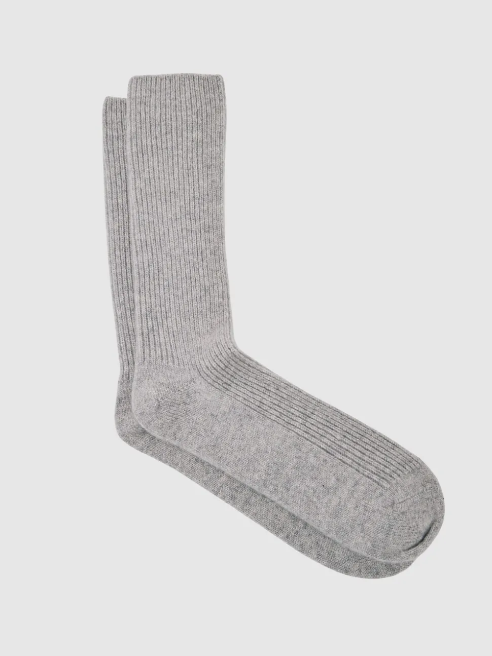 Reiss Soft Grey Duke Atelier 100% Cashmere Rib-Knit Socks