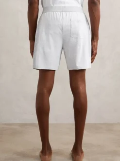 Reiss Soft Grey Fleet Cotton Jersey Logo-Waistband Shorts with Stretch