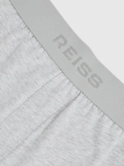 Reiss Soft Grey Fleet Cotton Jersey Logo-Waistband Shorts with Stretch