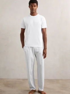 Reiss Soft Grey Hugo Cotton Jersey Logo-Waistband Joggers with Stretch