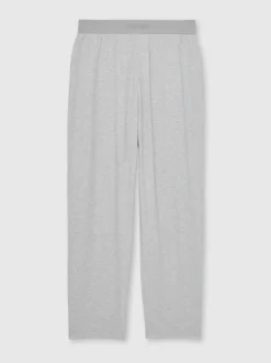 Reiss Soft Grey Hugo Cotton Jersey Logo-Waistband Joggers with Stretch