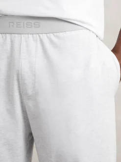 Reiss Soft Grey Hugo Cotton Jersey Logo-Waistband Joggers with Stretch