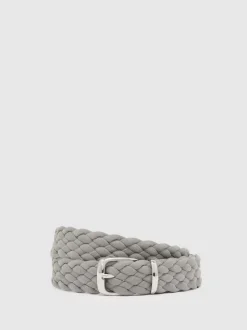Reiss Soft Grey Jesse Suede Woven Belt