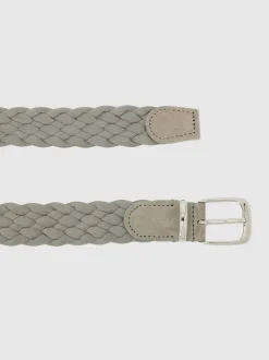 Reiss Soft Grey Jesse Suede Woven Belt