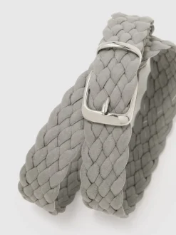 Reiss Soft Grey Jesse Suede Woven Belt