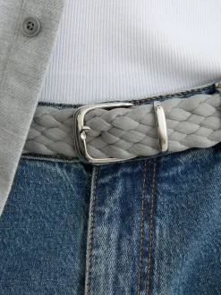 Reiss Soft Grey Jesse Suede Woven Belt