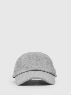 Reiss Soft Grey Sable Wool-Blend Baseball Cap
