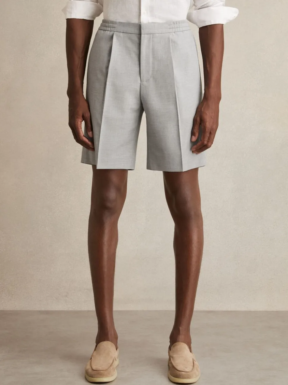 Reiss Soft Grey Sussex Relaxed Drawstring Shorts