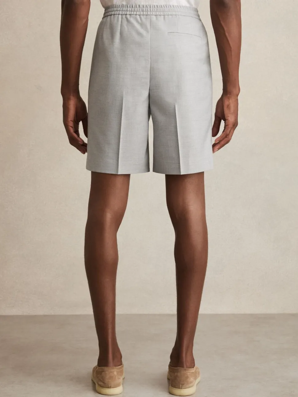 Reiss Soft Grey Sussex Relaxed Drawstring Shorts