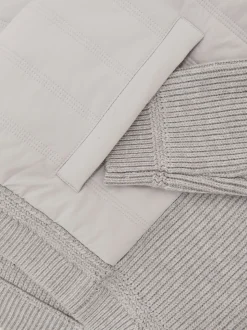 Reiss Soft Grey Townsend Quilted Rib-Knit Funnel-Neck Jacket