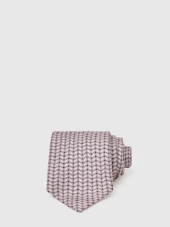 Reiss Soft Pink Bernardo Silk Geometric-Chain Print Tie