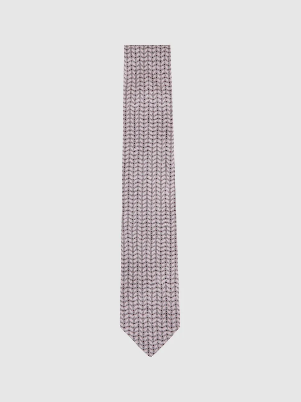 Reiss Soft Pink Bernardo Silk Geometric-Chain Print Tie