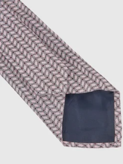 Reiss Soft Pink Bernardo Silk Geometric-Chain Print Tie