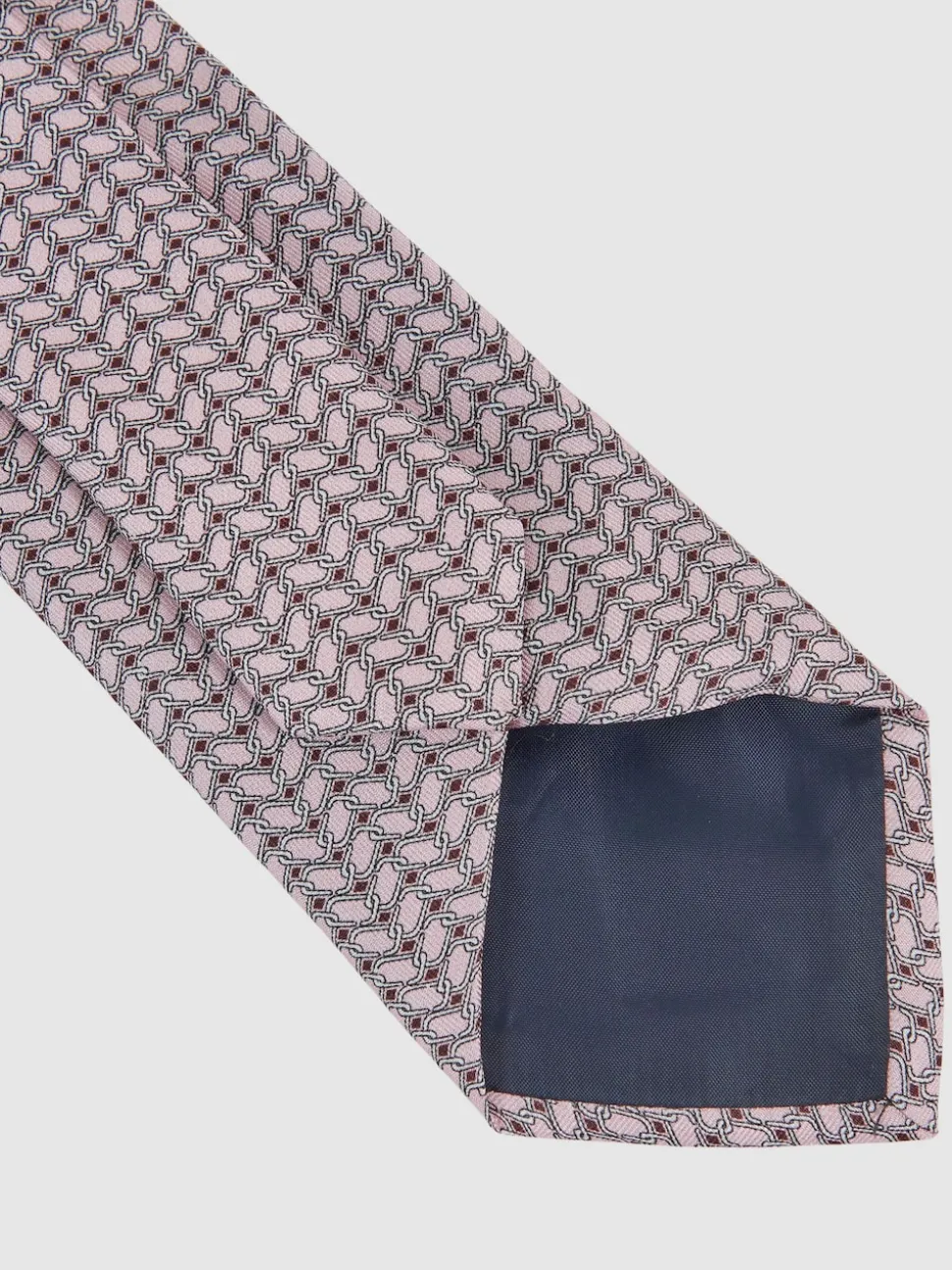 Reiss Soft Pink Bernardo Silk Geometric-Chain Print Tie