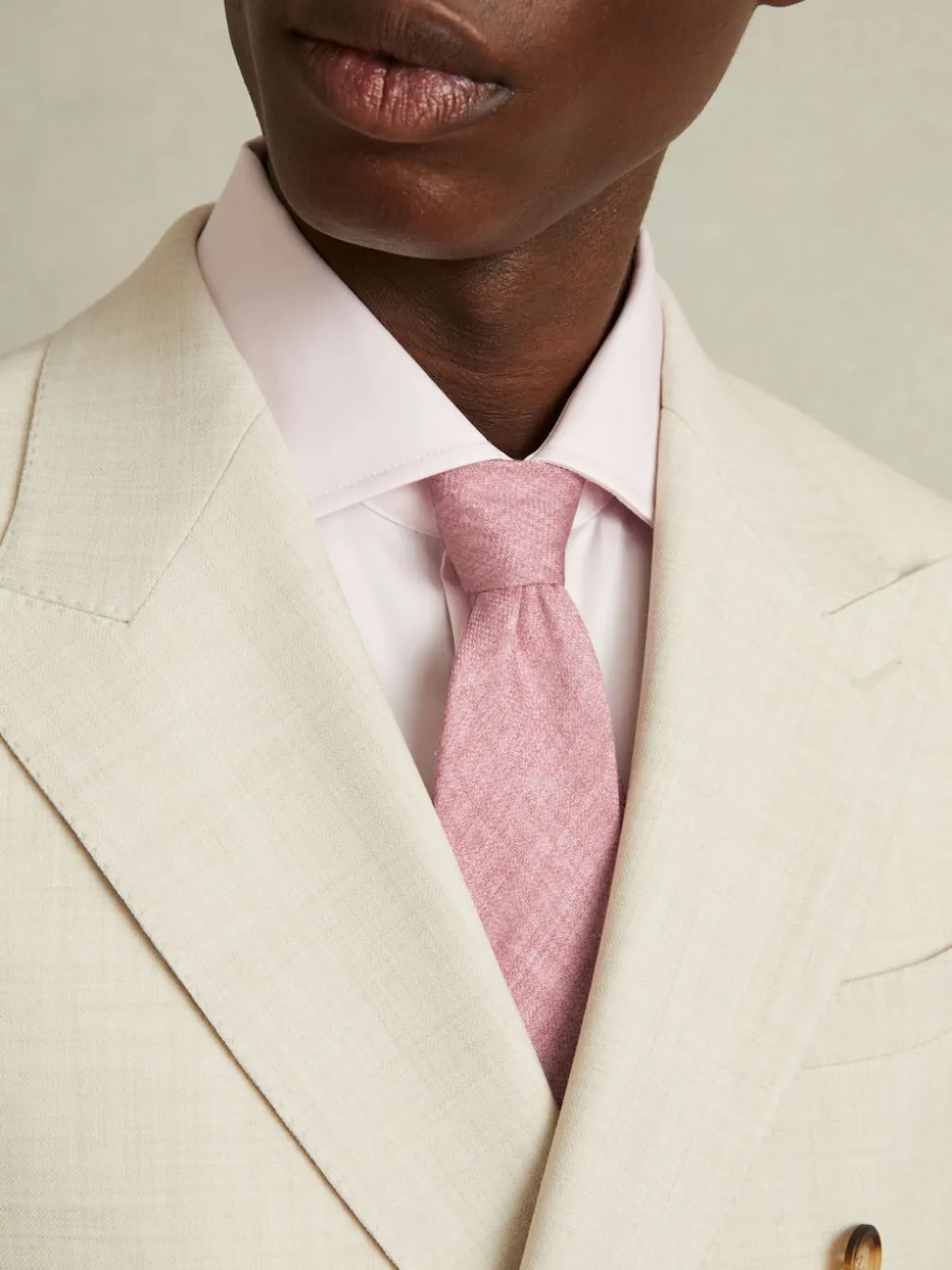 Reiss Soft Pink Melange Azzurro Melange Silk Tie