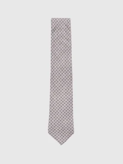 Reiss Soft Pink Santo Silk Medallion-Print Tie