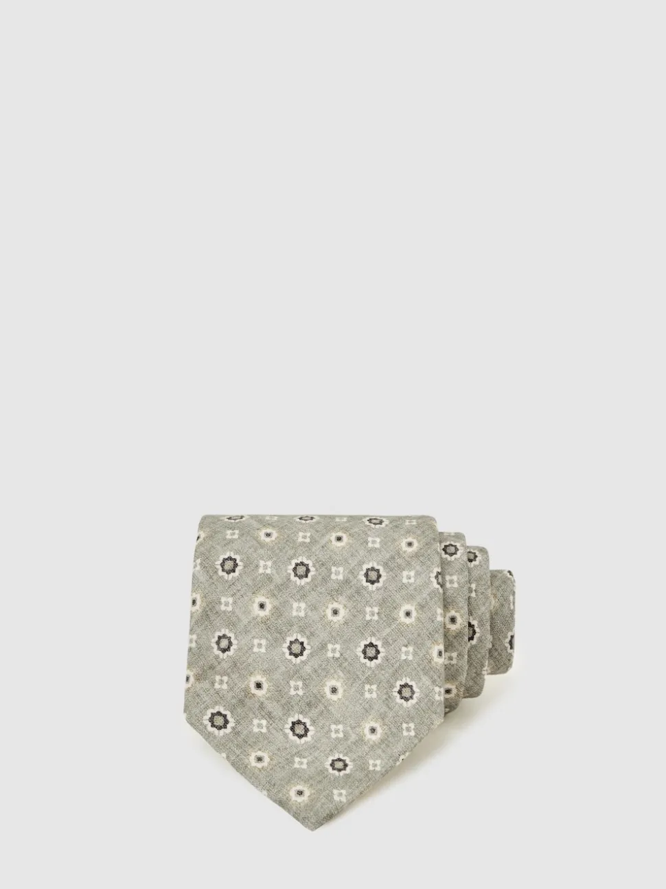 Reiss Soft Sage Cosimo Silk Floral-Medallion Tie
