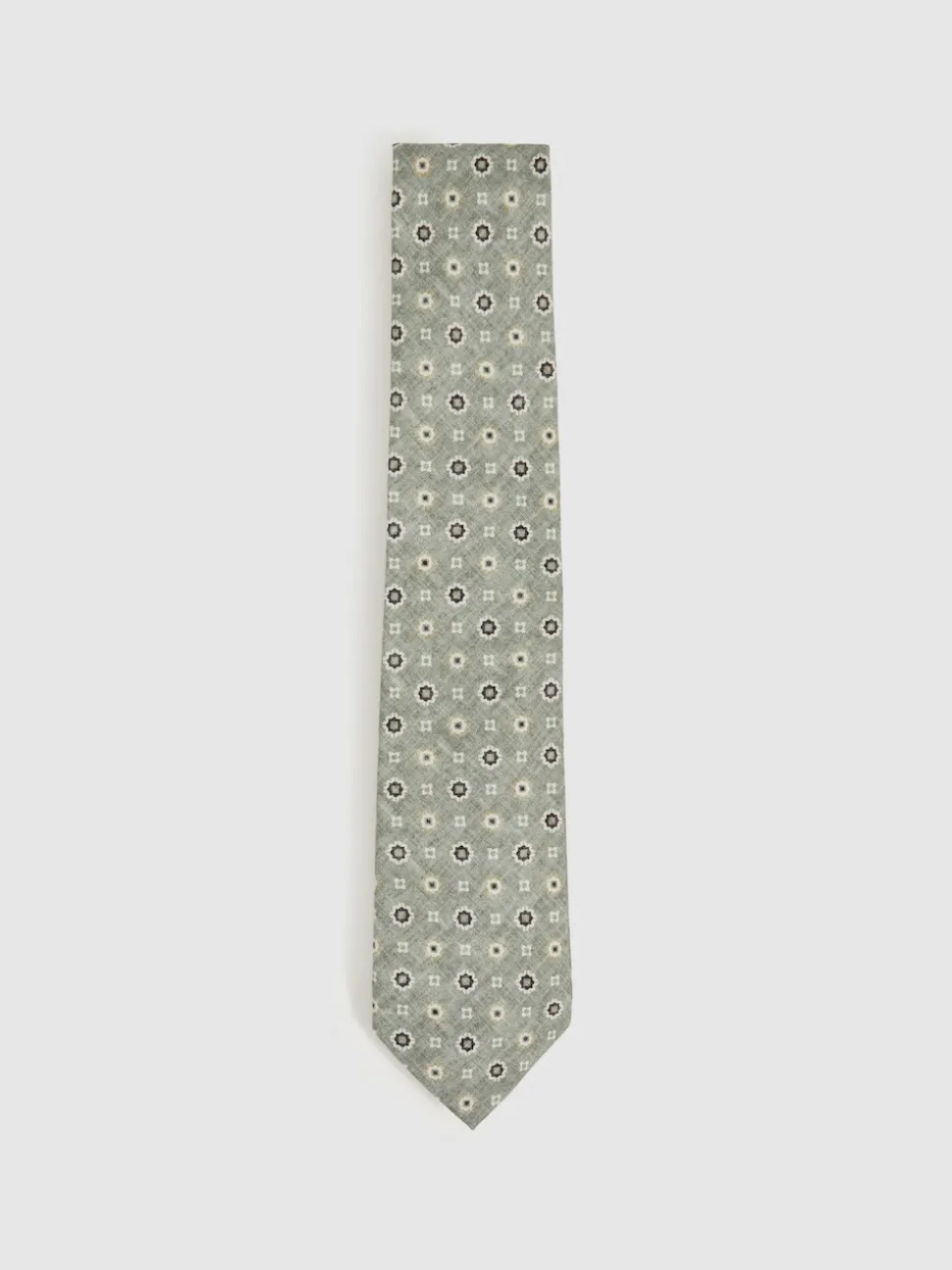 Reiss Soft Sage Cosimo Silk Floral-Medallion Tie