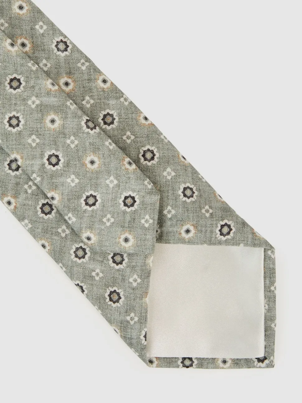 Reiss Soft Sage Cosimo Silk Floral-Medallion Tie