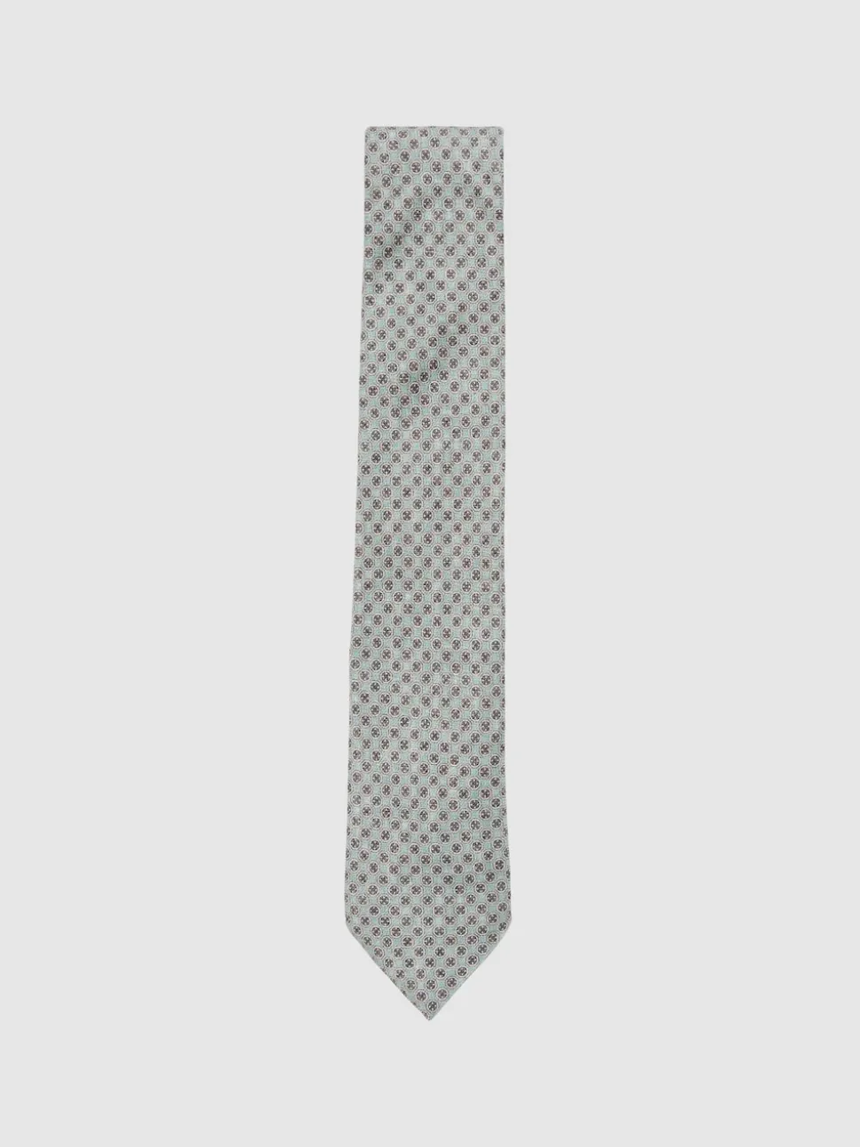 Reiss Soft Sage Santo Silk Medallion-Print Tie