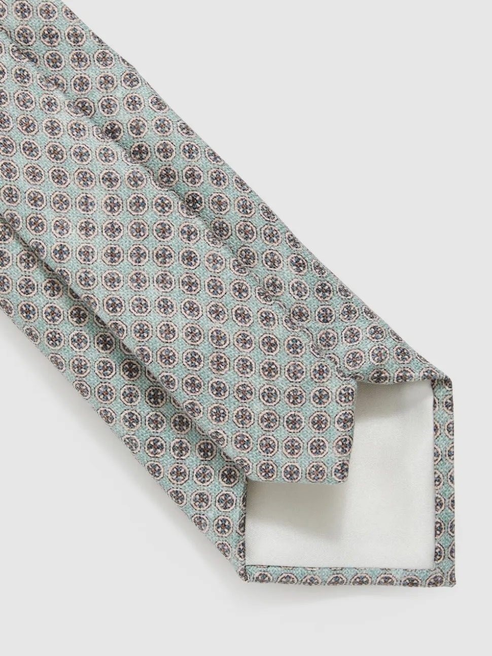 Reiss Soft Sage Santo Silk Medallion-Print Tie