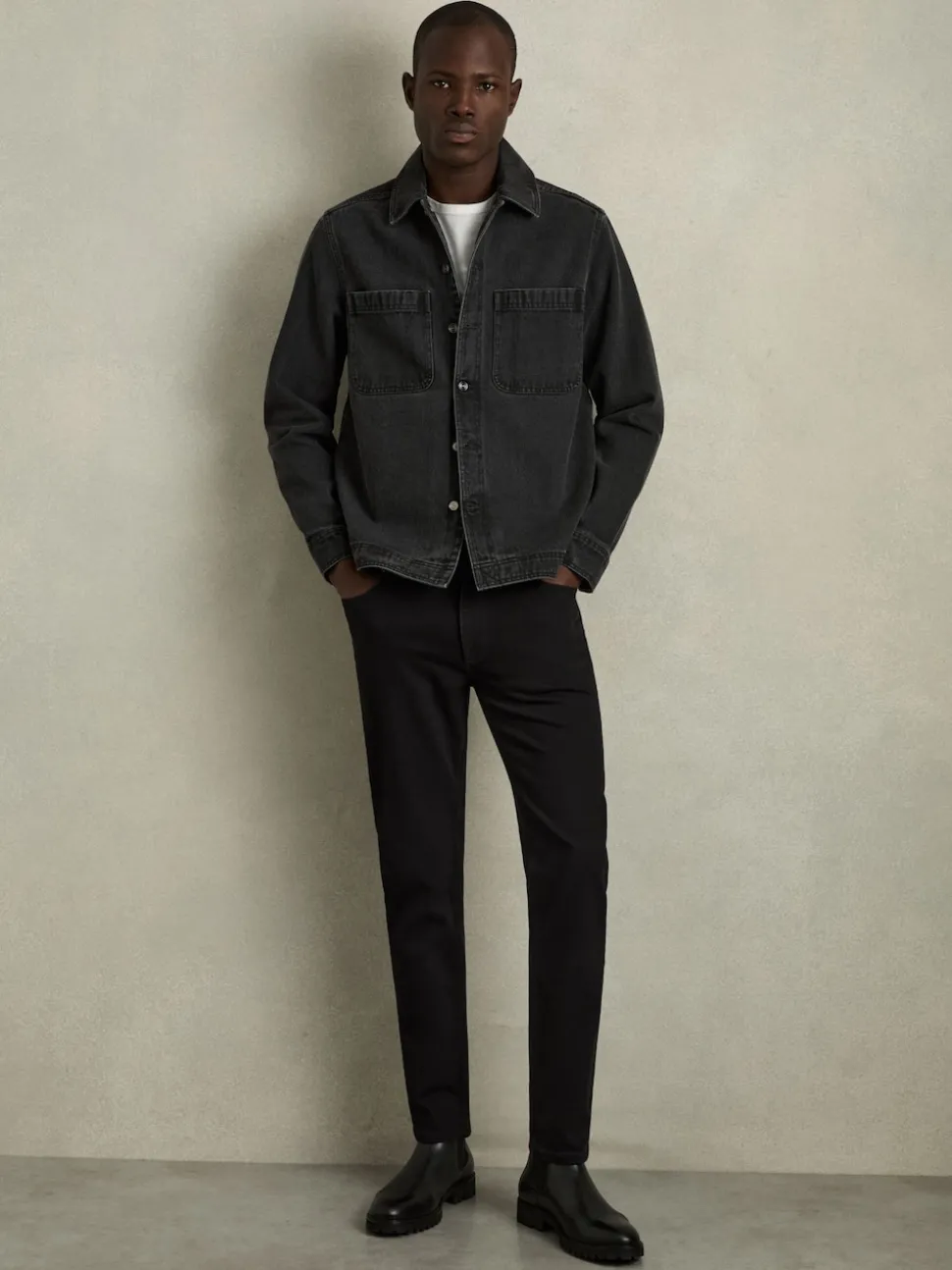 Reiss Stay Black Picton Cotton-Stretch Slim-Fit Jeans