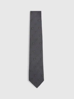 Reiss Steel Blue Parma Silk Blend Jacquard Tie