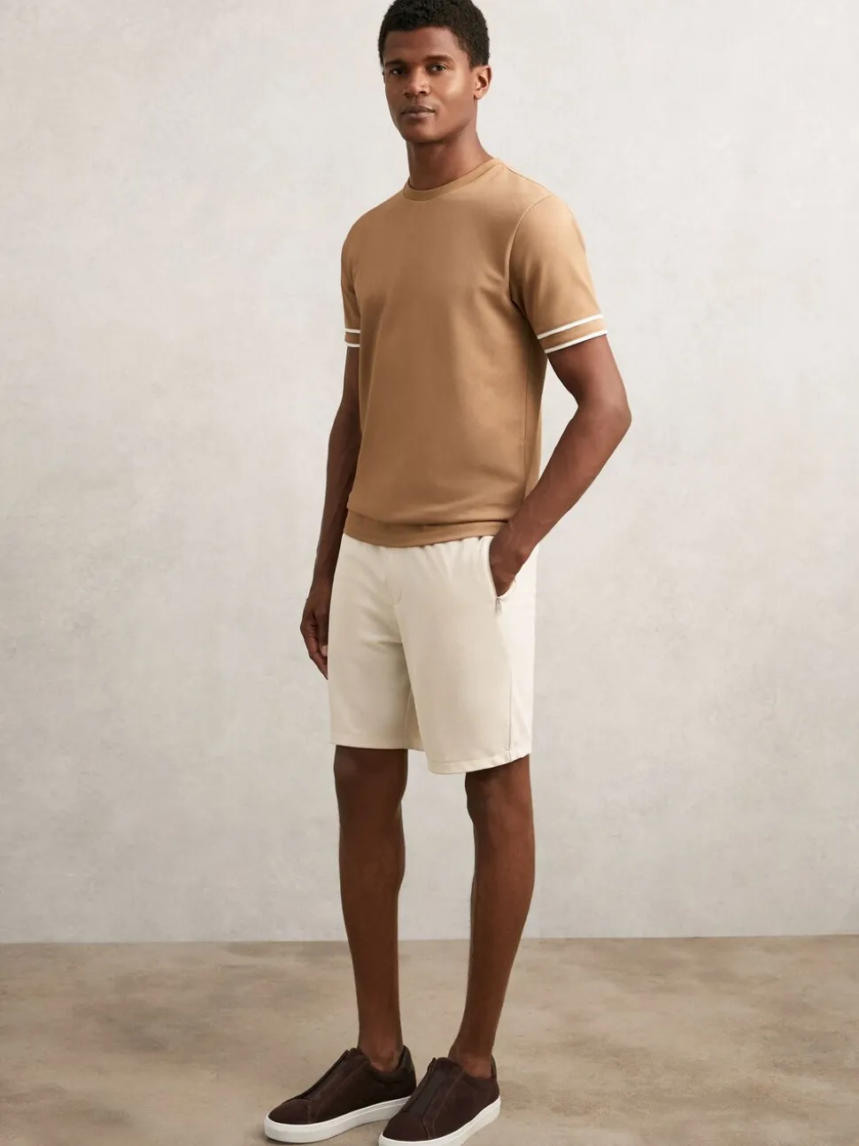 Reiss Stone Barber Textured Drawstring Shorts