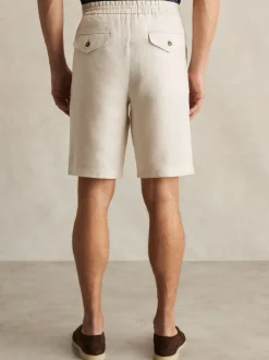 Reiss Stone Barges Linen Drawstring Shorts